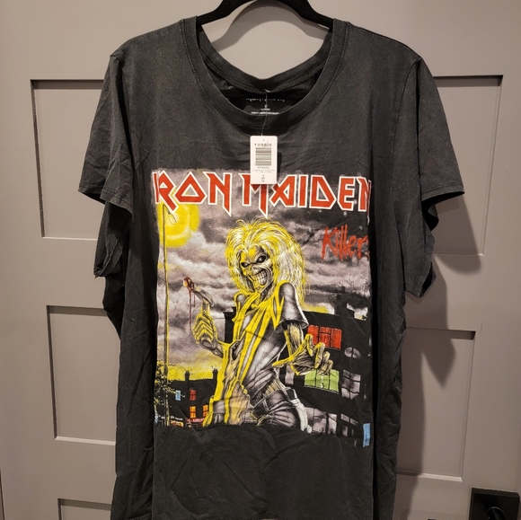 TORRID Classic Fit Crew Tee Iron Maiden Mineral Wash Black Tee Size 4 - Picture 7 of 12